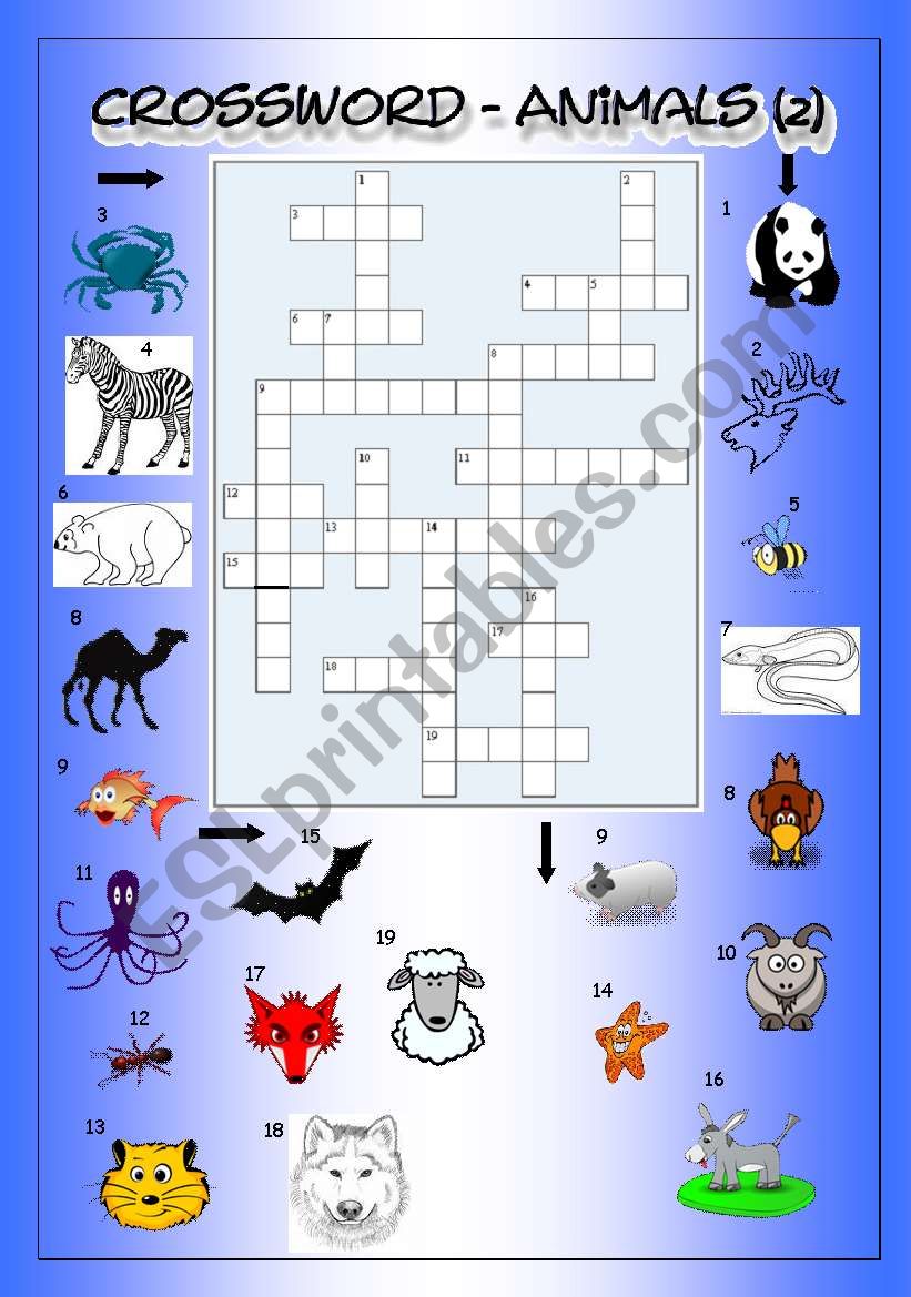 Crossword - Animals 2 (Medium)