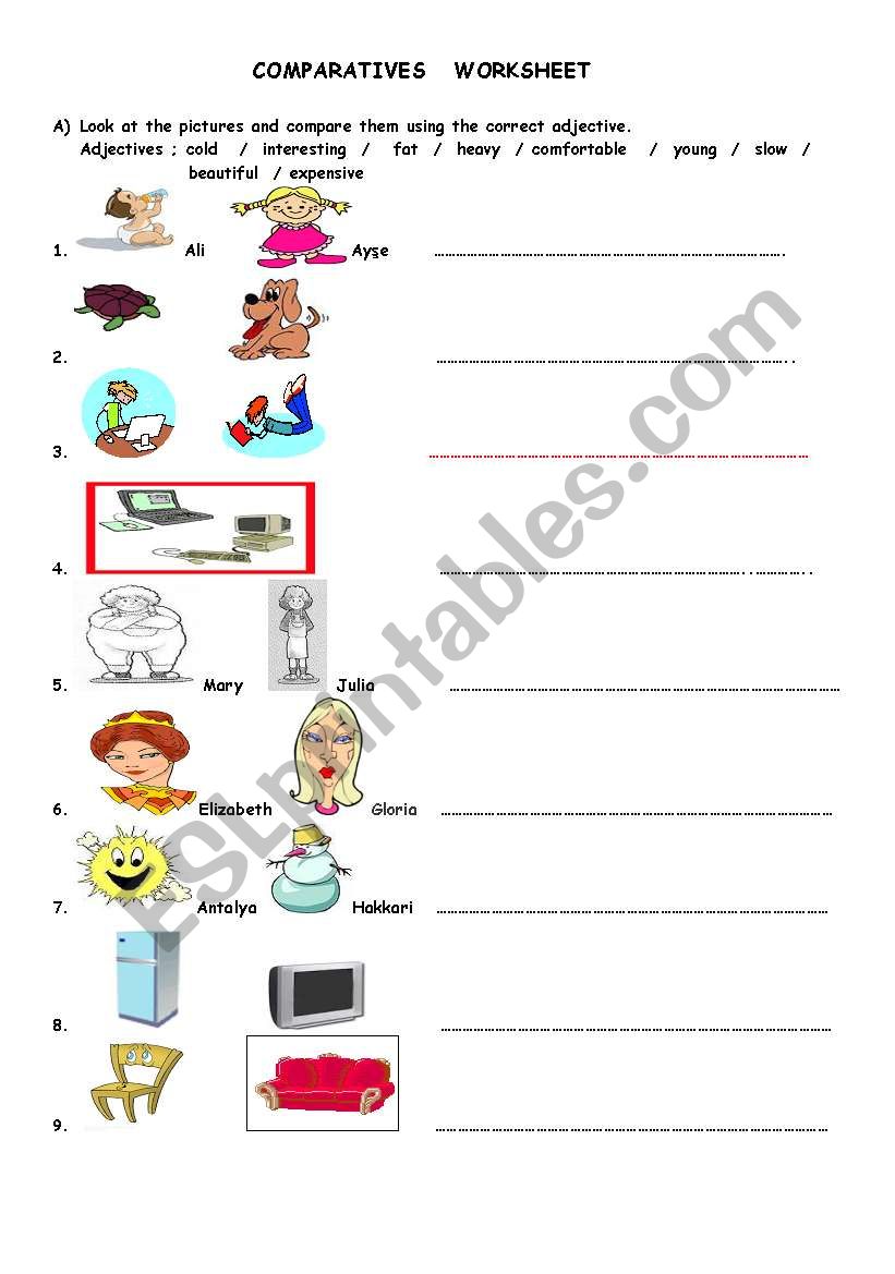  COMPARATIVES  worksheet