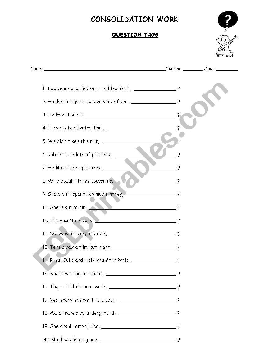 question tags worksheet