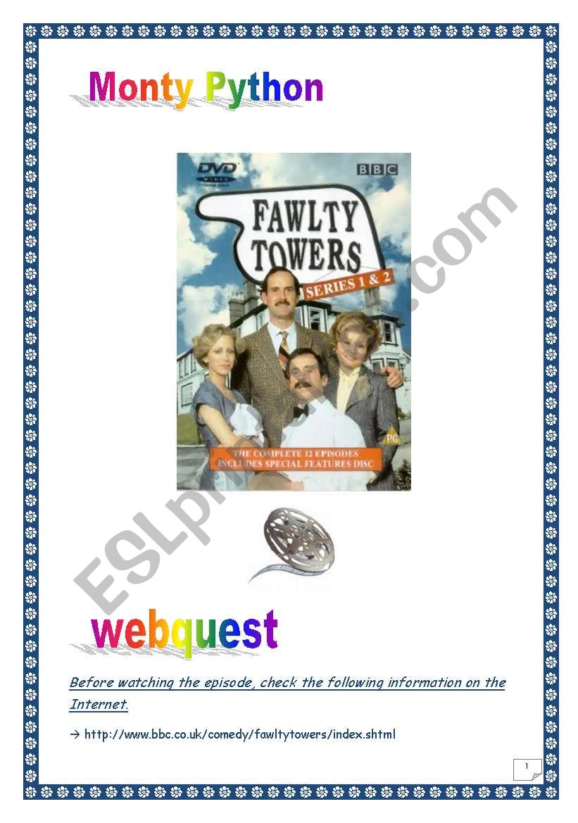 FAWLTY TOWERS WEBQUEST (n1) (11 pages, 12 tasks, comprehensive PROJECT & KEY)