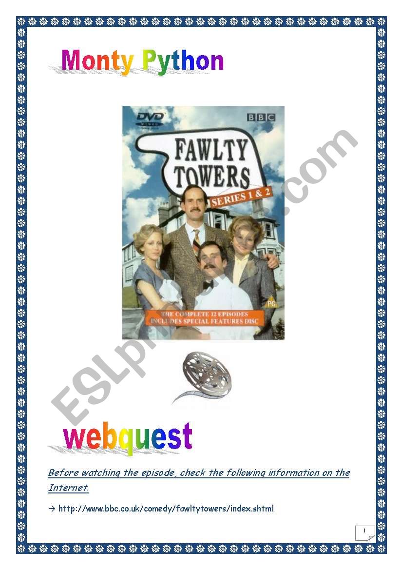 FAWLTY TOWERS WEBQUEST (nÂ°1) (11 pages, 12 tasks, comprehensive PROJECT & KEY)