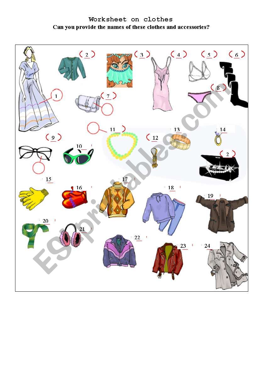 clothes and accessories worksheet