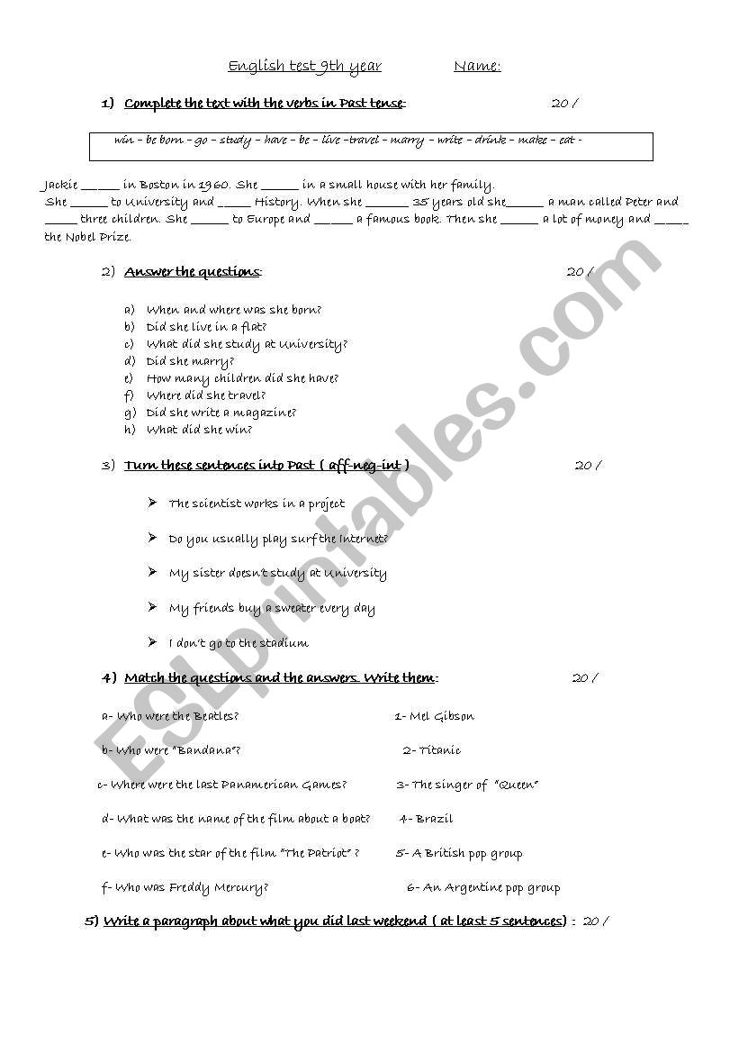 simple past worksheet