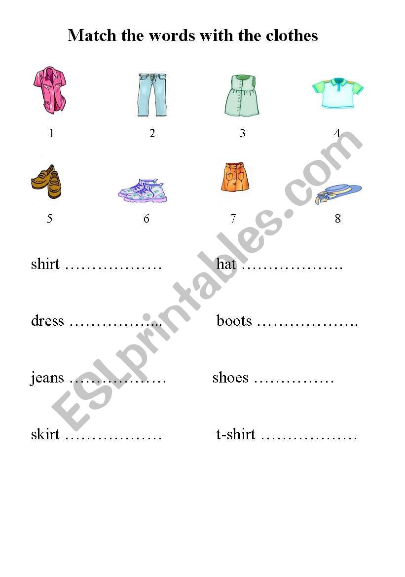 my clothes worksheet