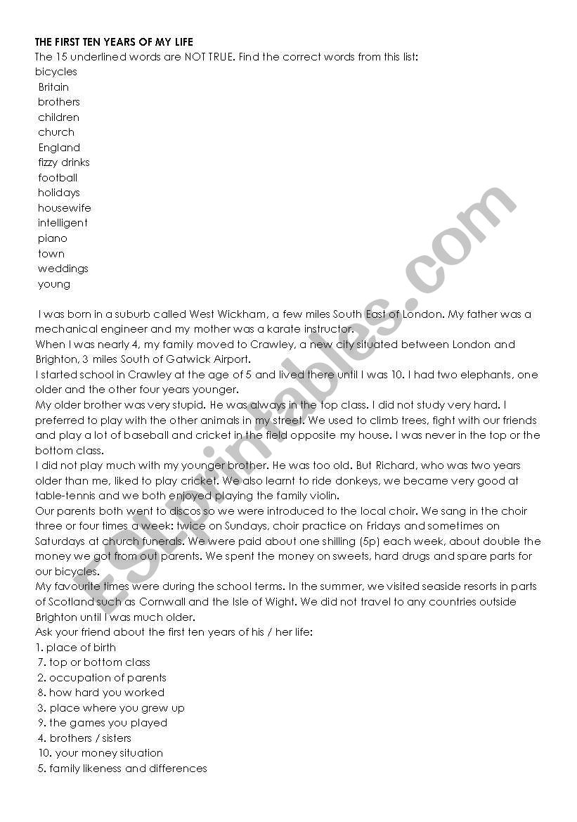 oral activities worksheet