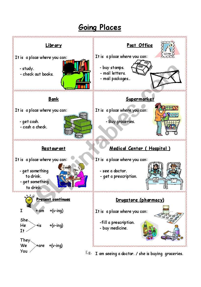 Going Places worksheet