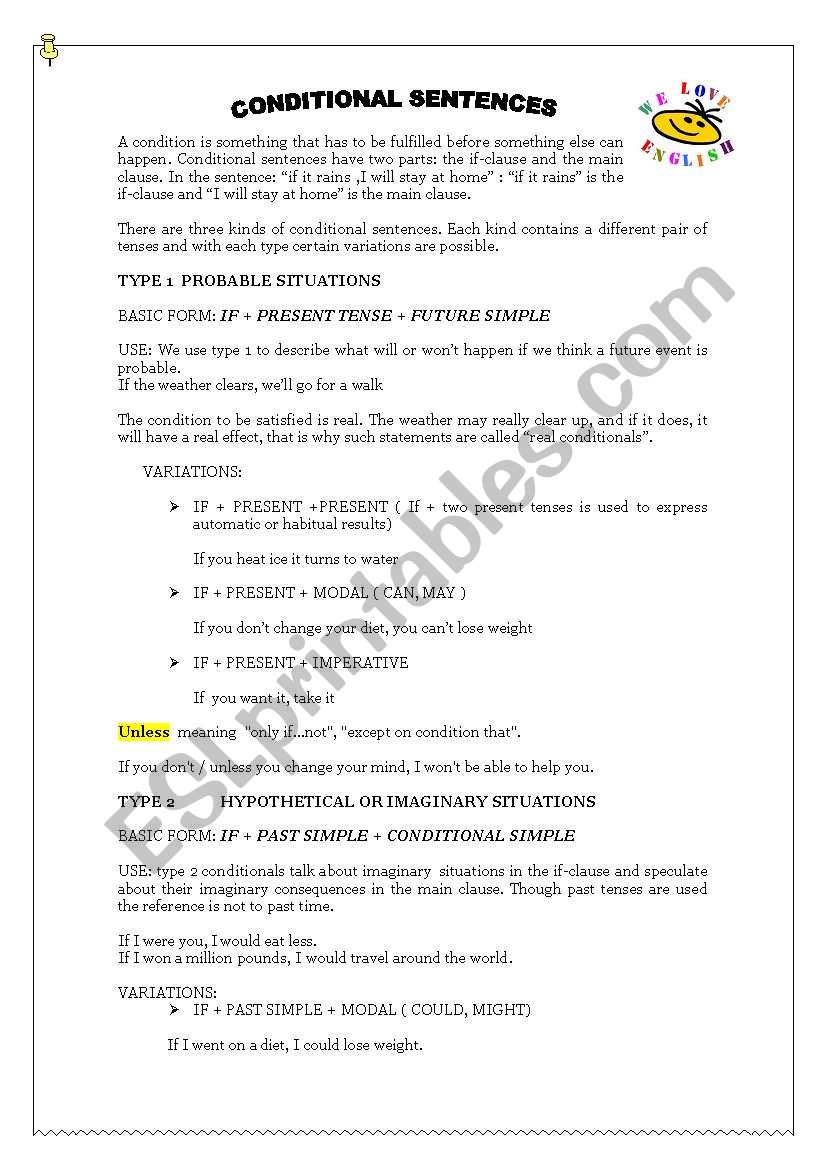 FIRST AND SECON CONDITIONAL THEORY AND PRACTICE (TWO PAGES)