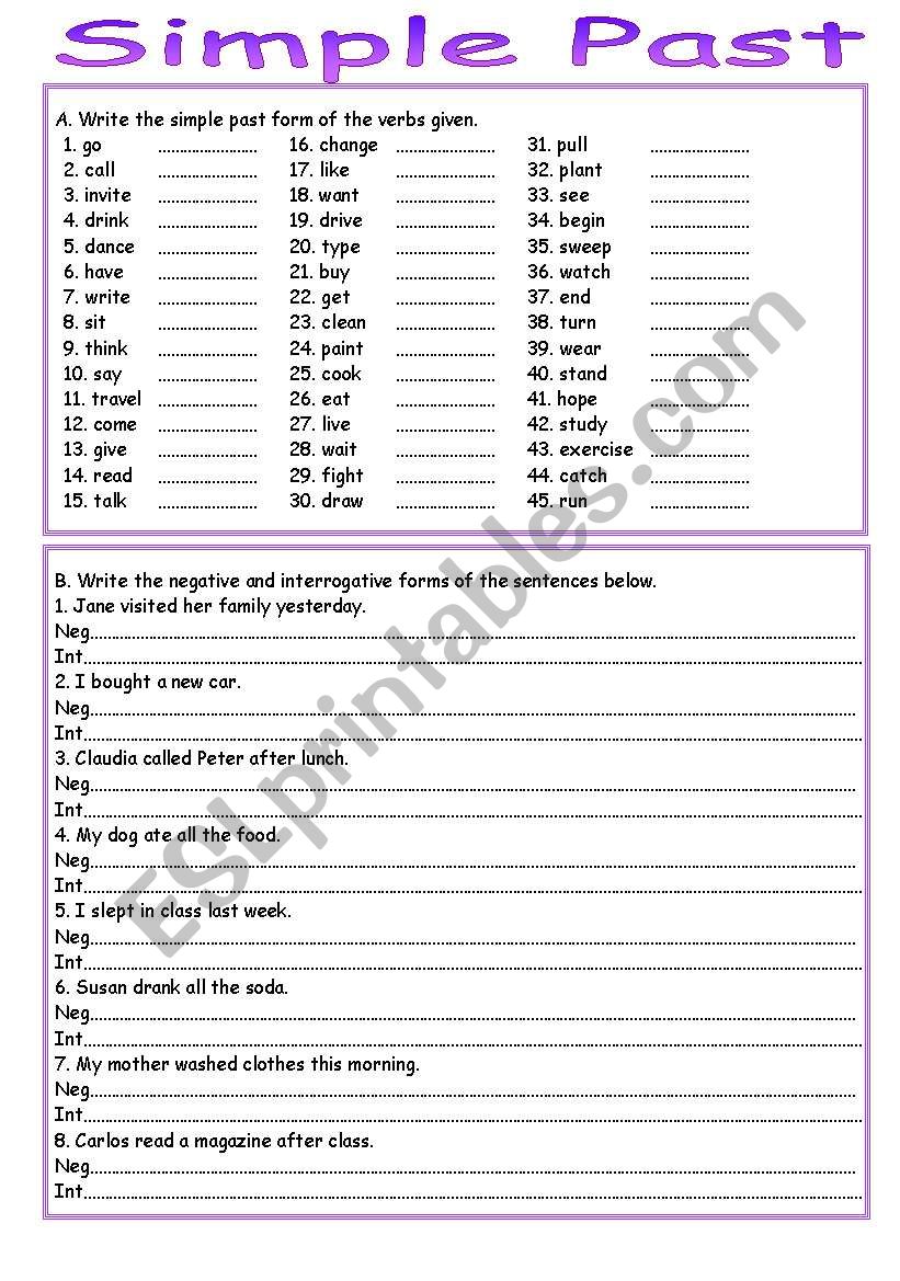 Simple Past I worksheet