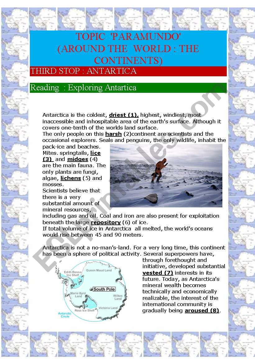 Around the world : the continents : (Antartica)(8 pages)
