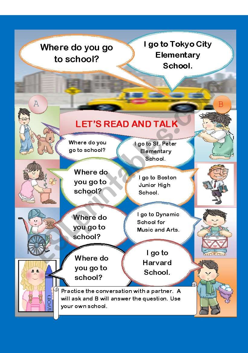 Where do you go to school? worksheet