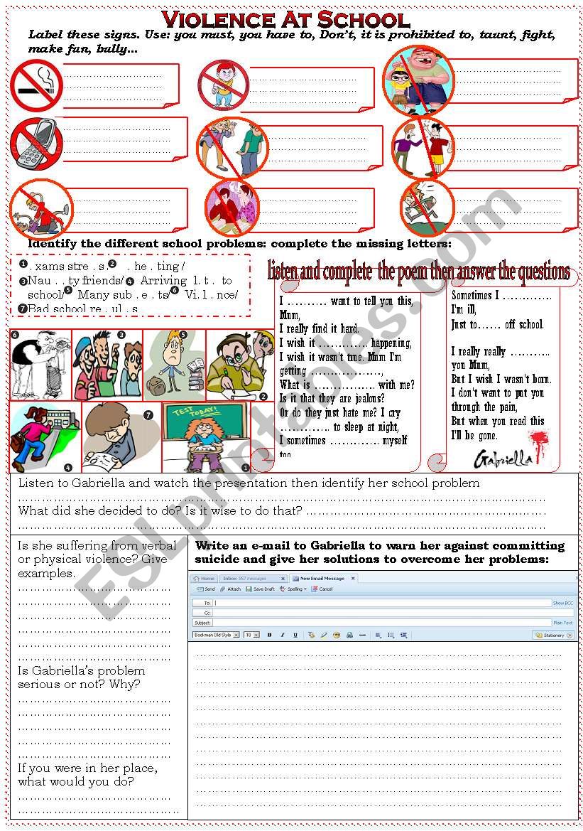 bullying worksheet