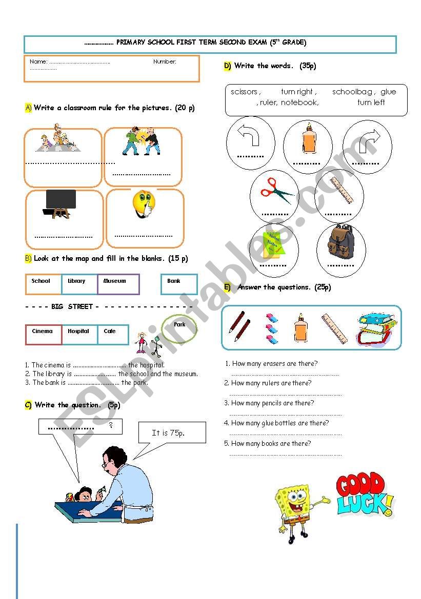 exam for 5th grade worksheet