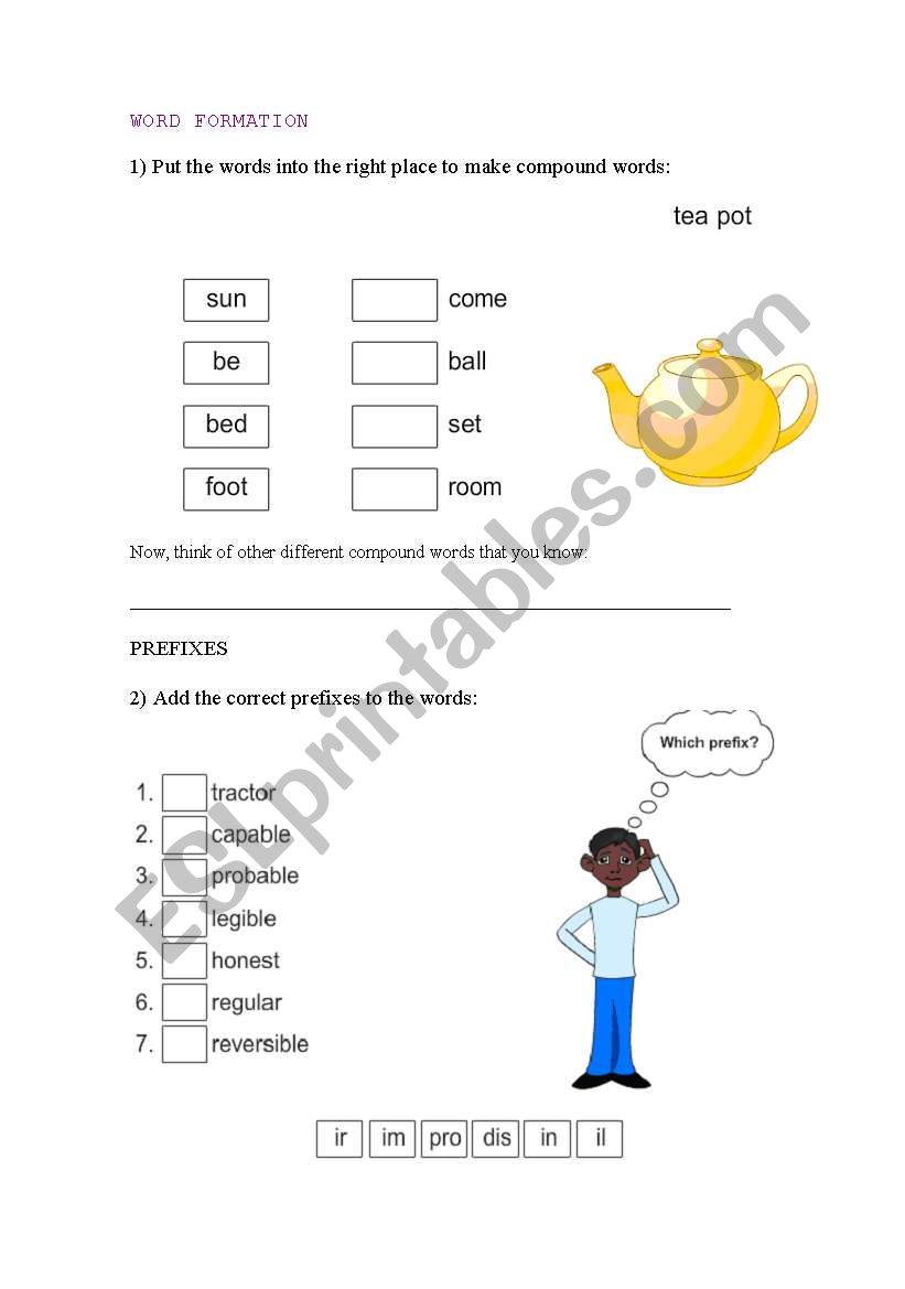 word formation worksheet