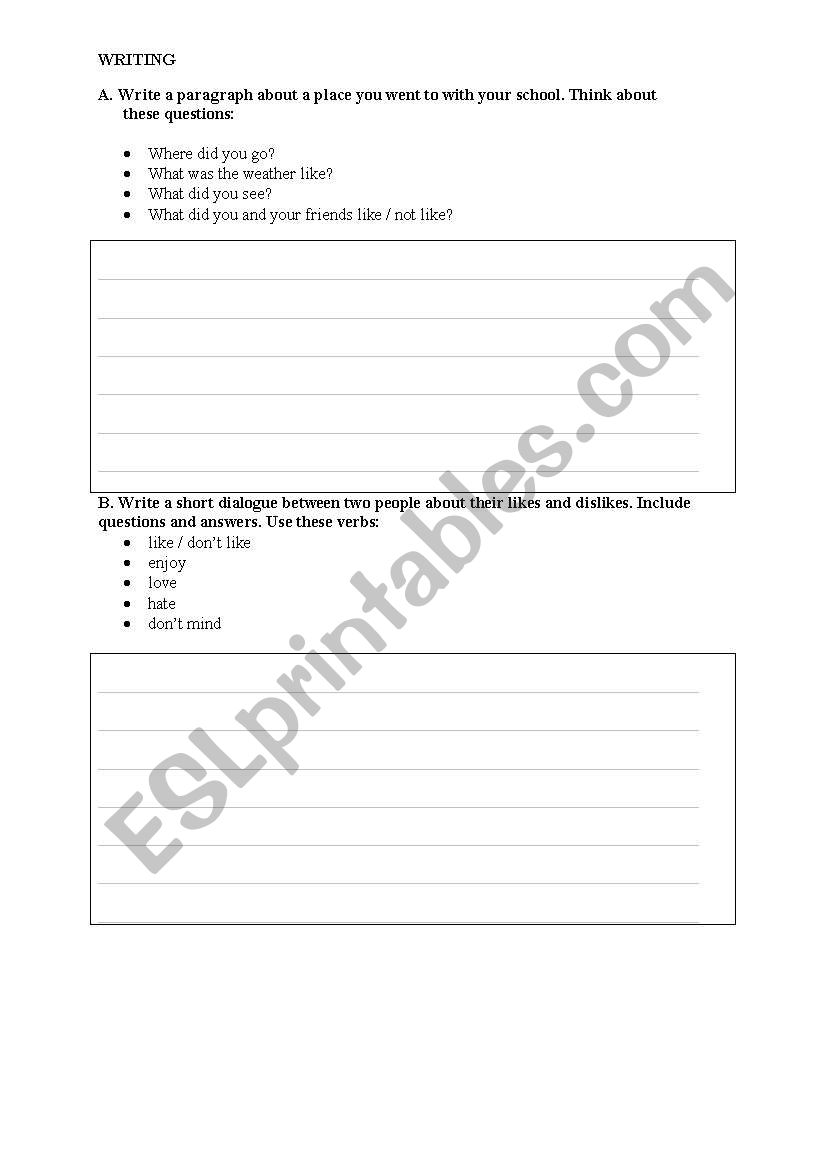 reading and writing worksheet