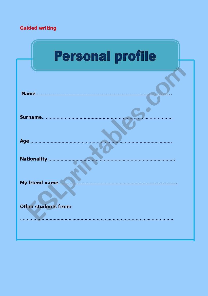 personal profile worksheet