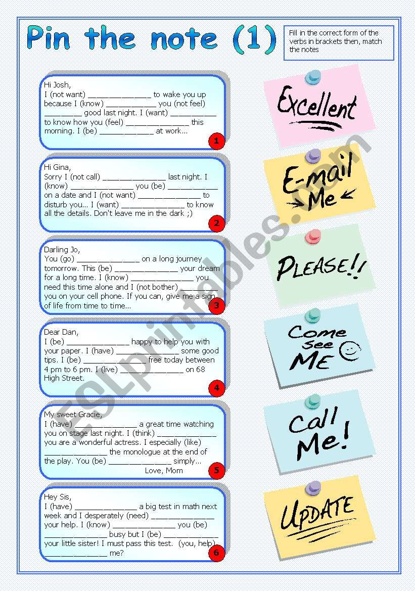 Pin the Note (1/2) - Mixed Tenses (+ key)