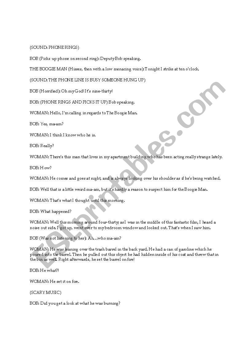 The Boogie Man worksheet
