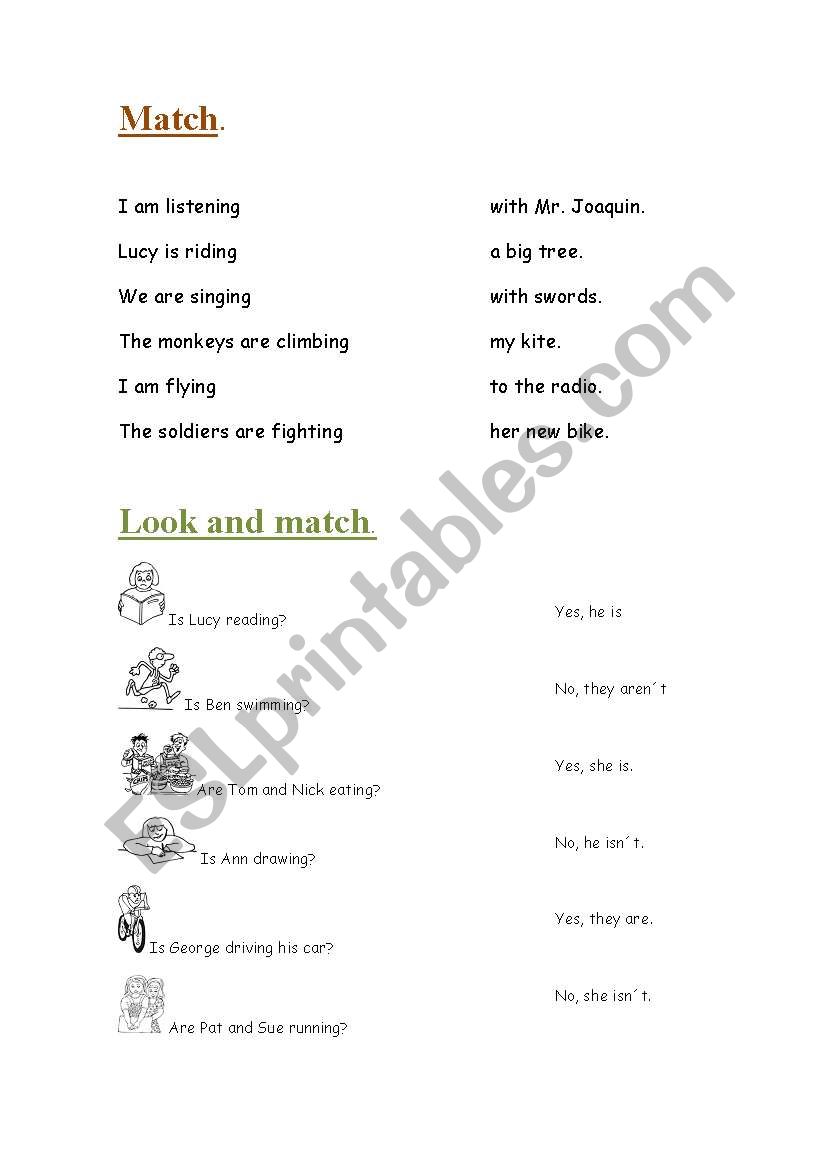 READ AND MATCH worksheet