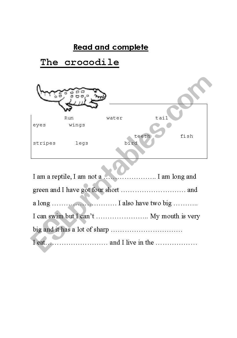 THE CROCODILE worksheet