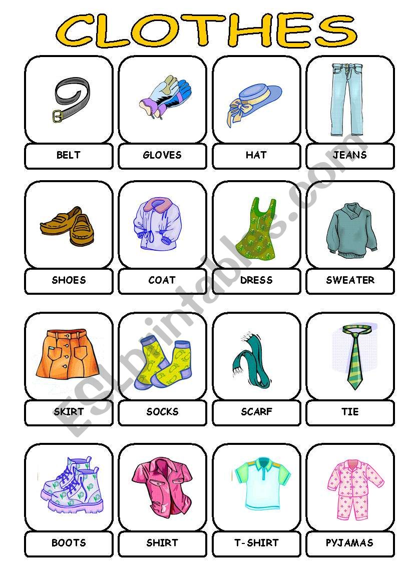 CLOTHES PICTIONARY worksheet