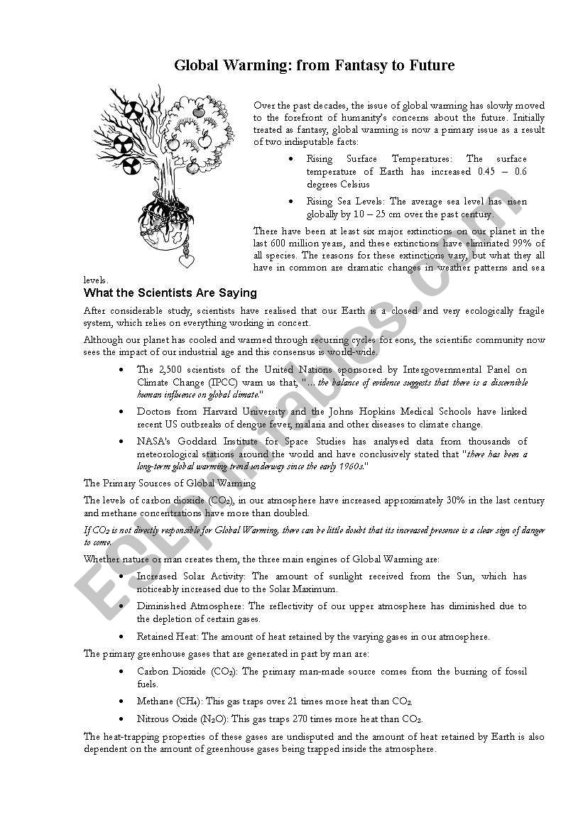 Global warming worksheet