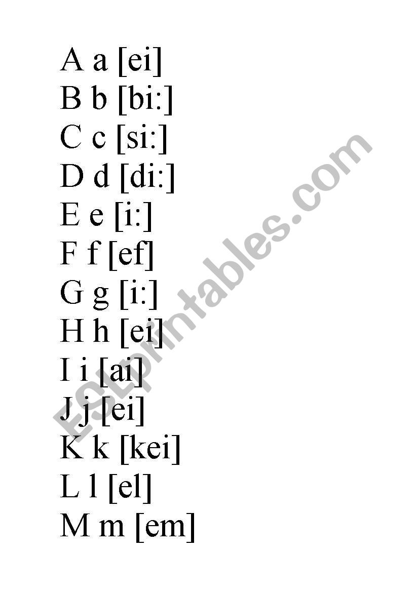 alphabet - ESL worksheet by traductrice