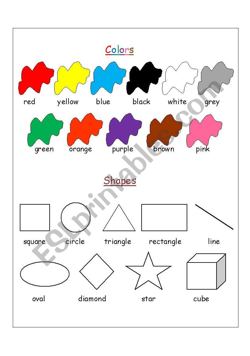 colors shapes esl worksheet by asrarmh