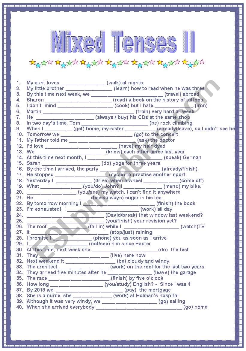 MIXED TENSES II worksheet