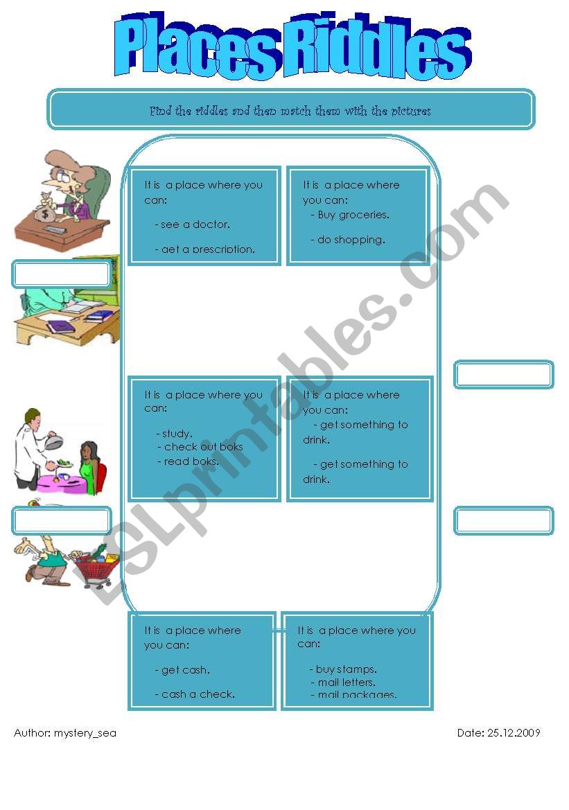 Places Riddles worksheet