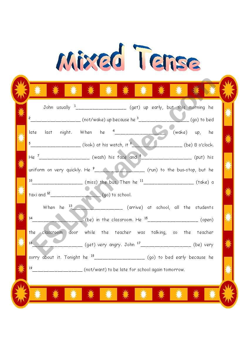 mixed tense worksheet
