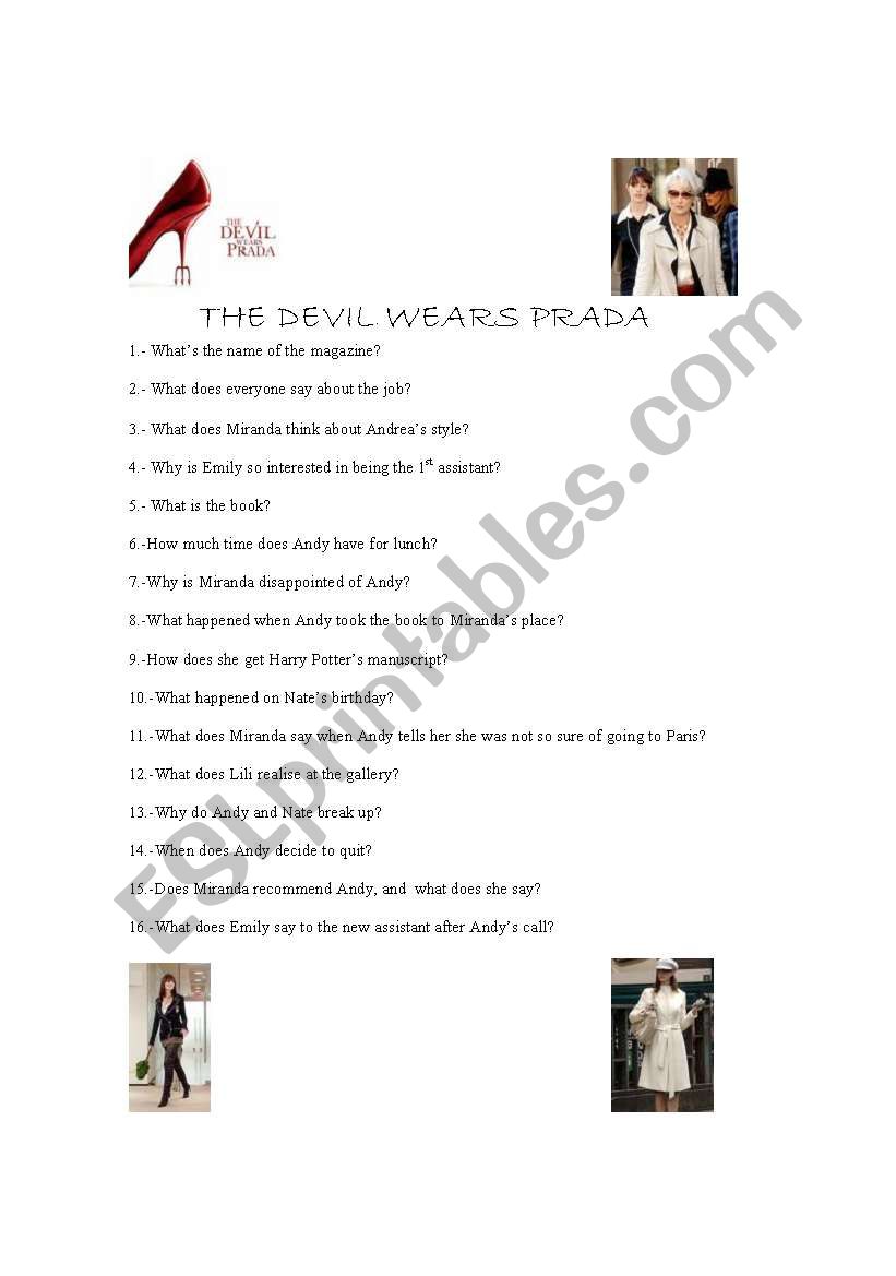 The Devil Wears Prada worksheet