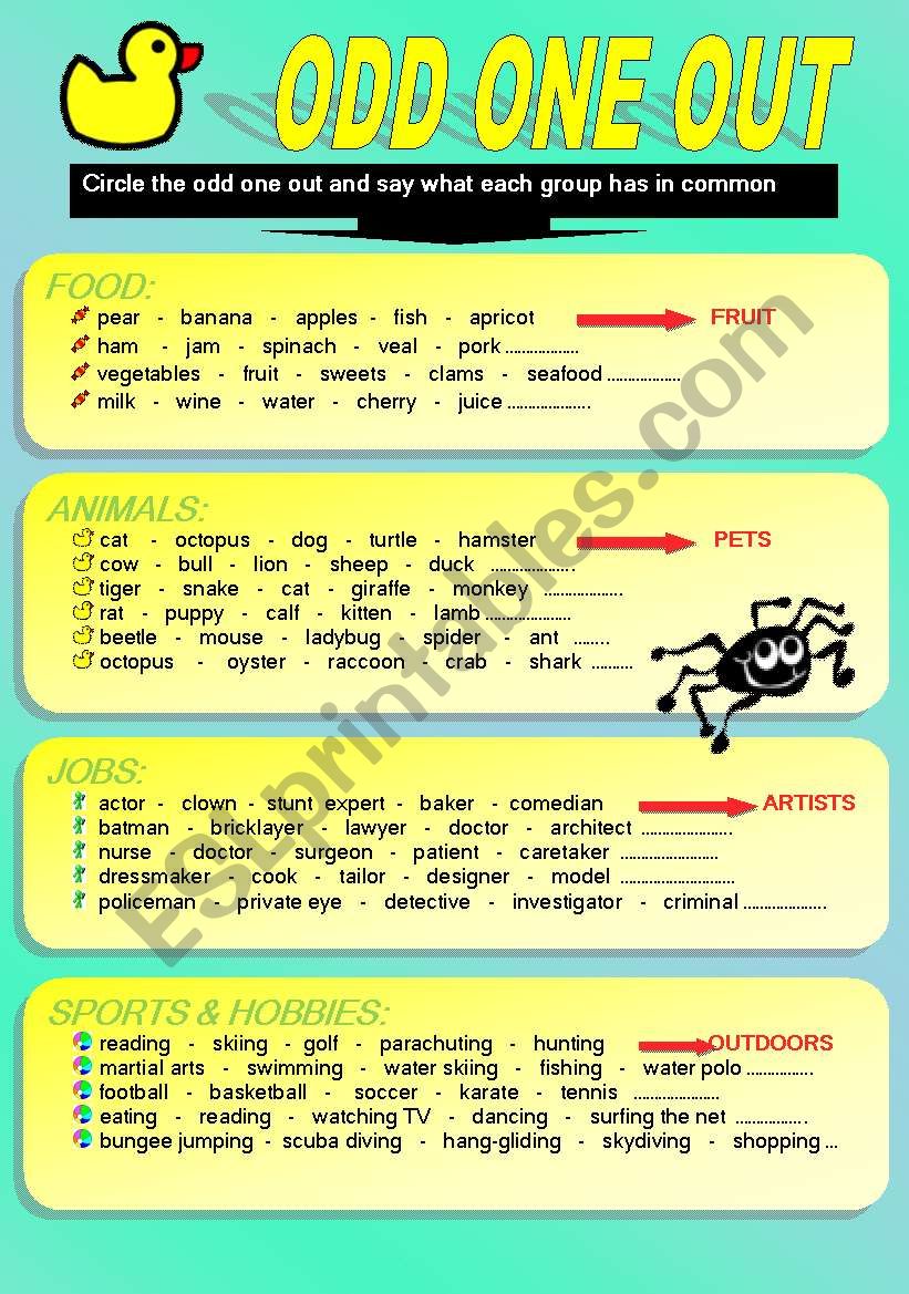 ODD ONE OUT worksheet