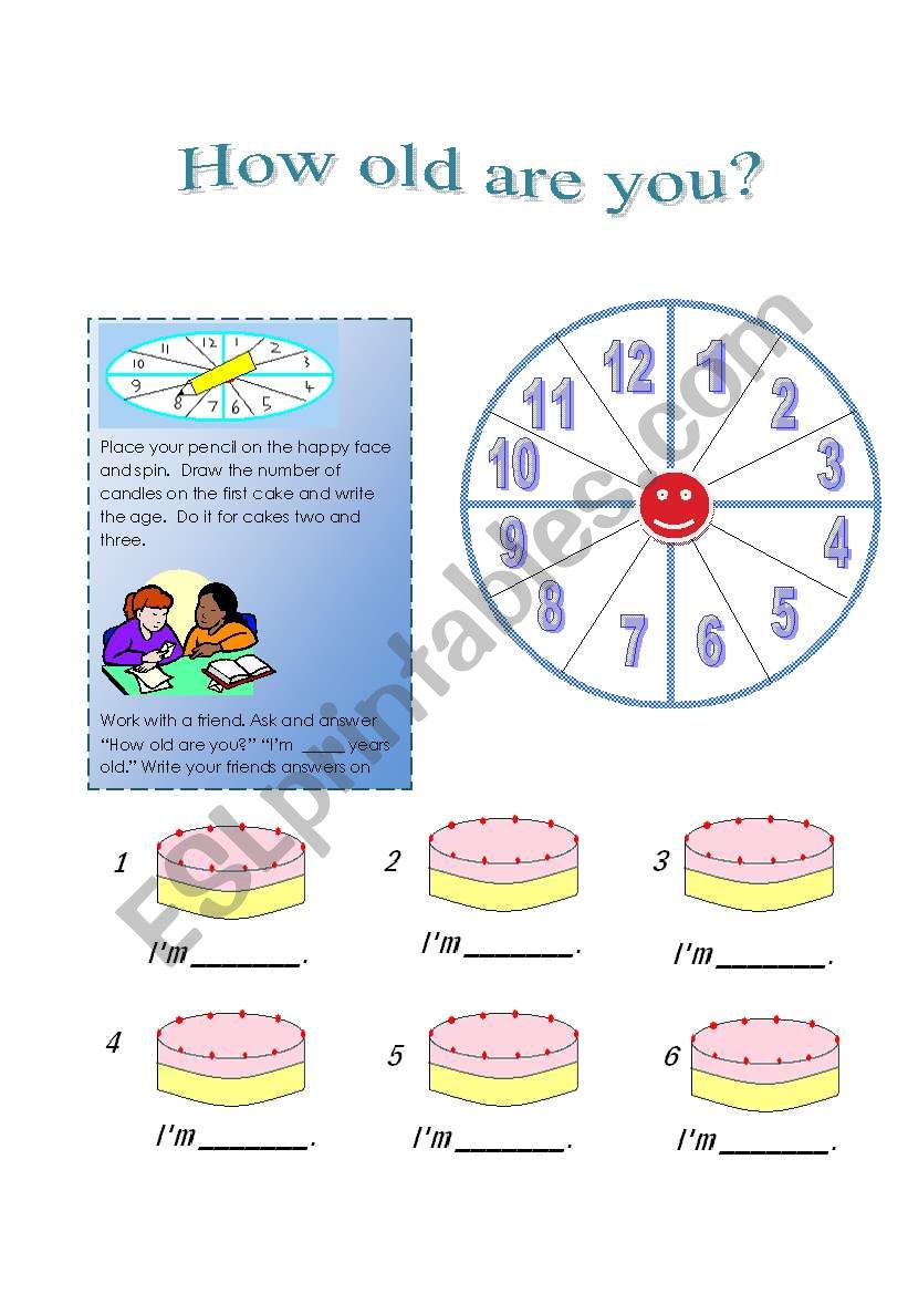 how old are you? worksheet