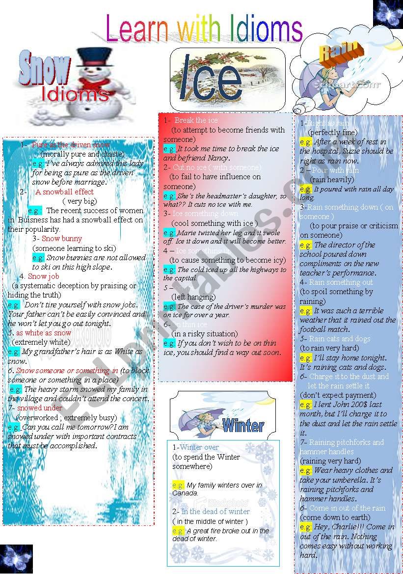 Learn with Idioms ( Part 9 ) worksheet