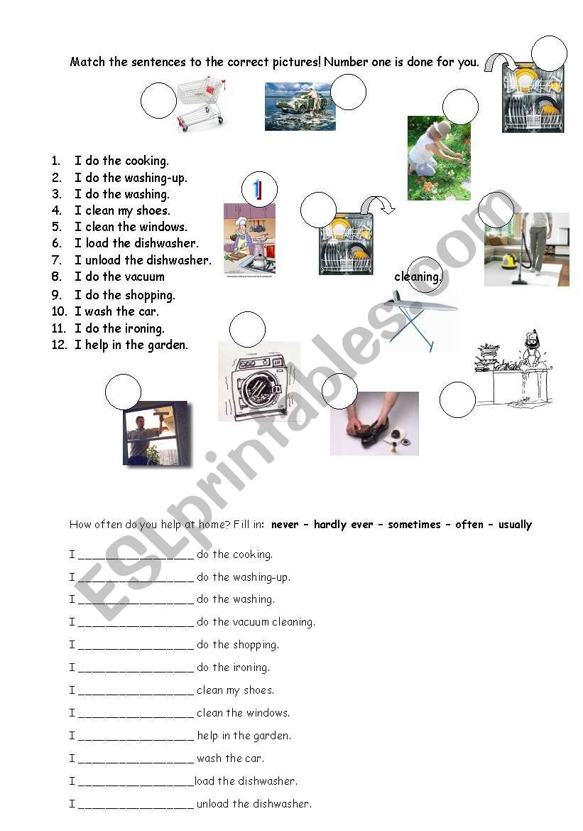 housework worksheet