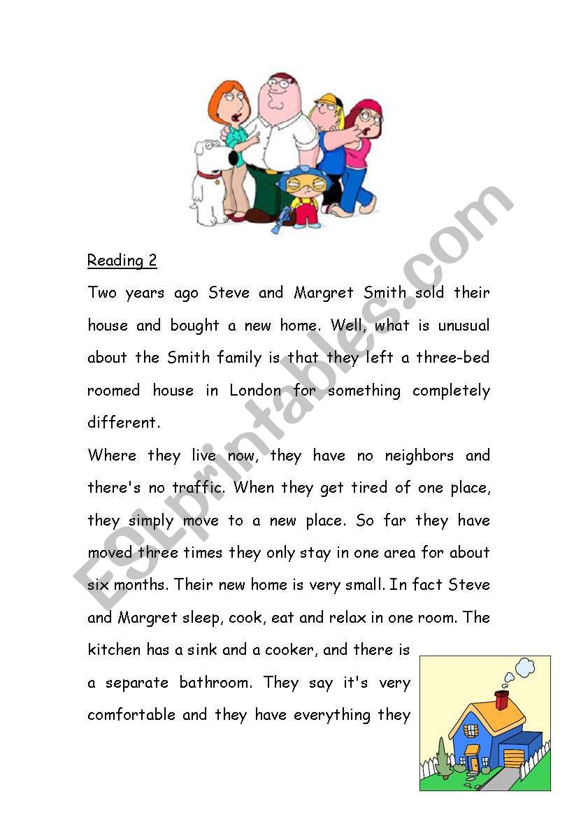 reading test about home worksheet