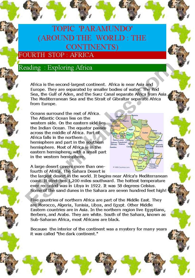 Around the world : the continents (Africa) (9 pages)