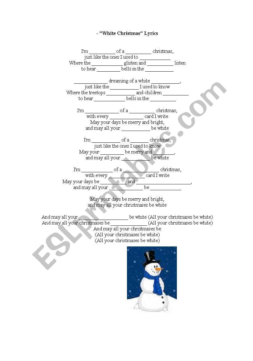 White Christmas worksheet