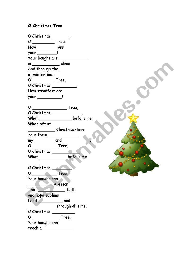 Oh xmas tree worksheet