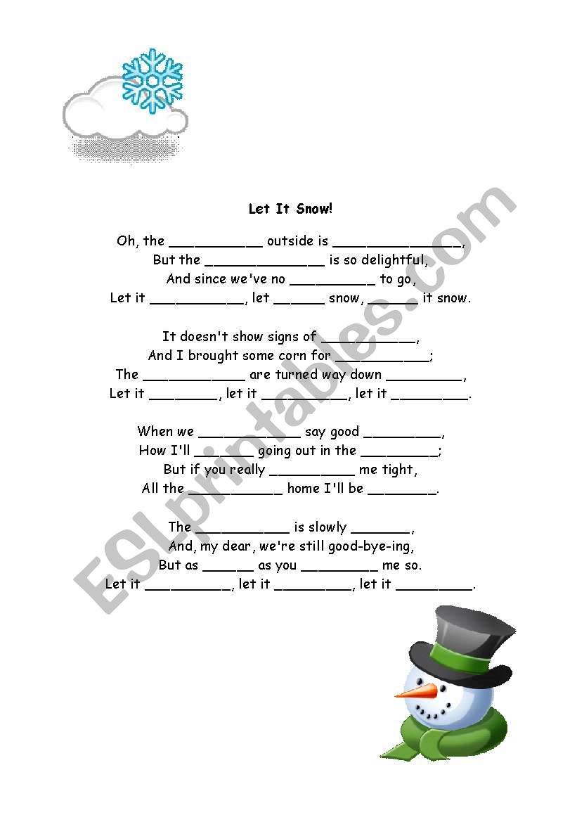 Let it snow worksheet