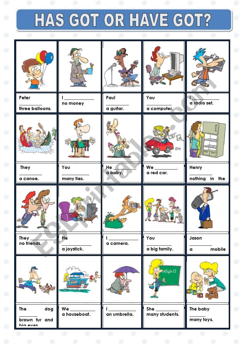 HAS GOT OR HAVE GOT? worksheet