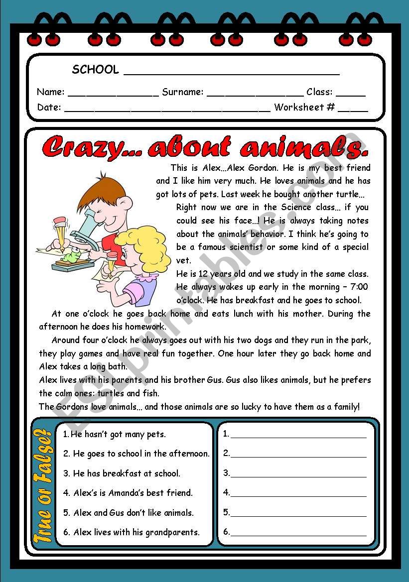 CRAZY... ABOUT ANIMALS ( 2 PAGES )