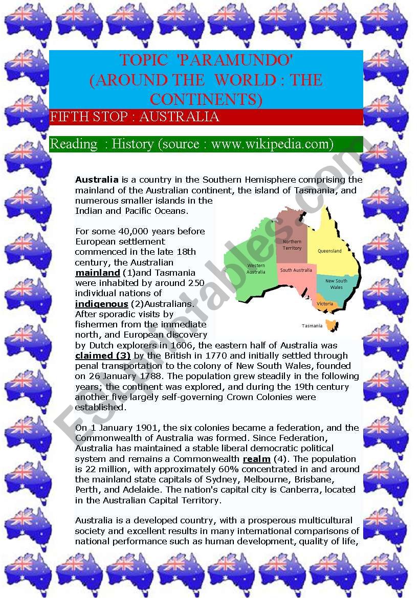 Around the world : the continents (Australia)  (9 pages)