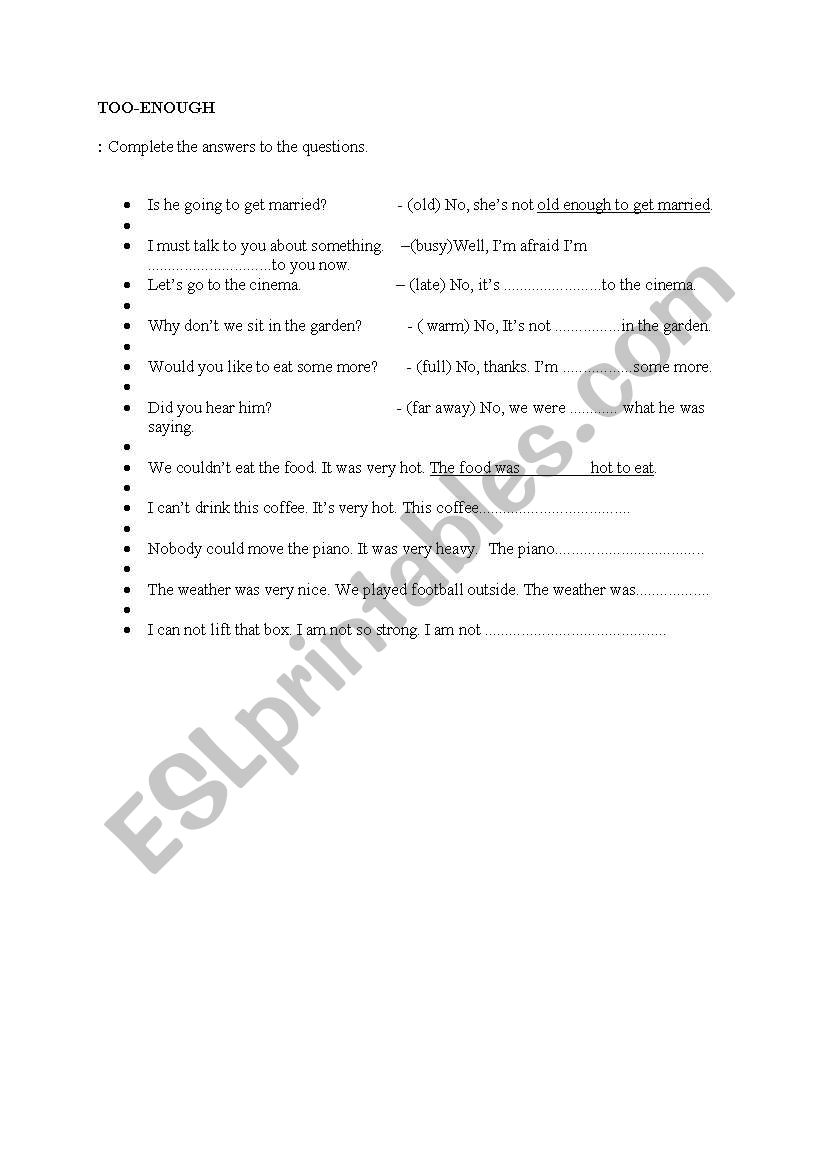 TOO-ENOUGH worksheet