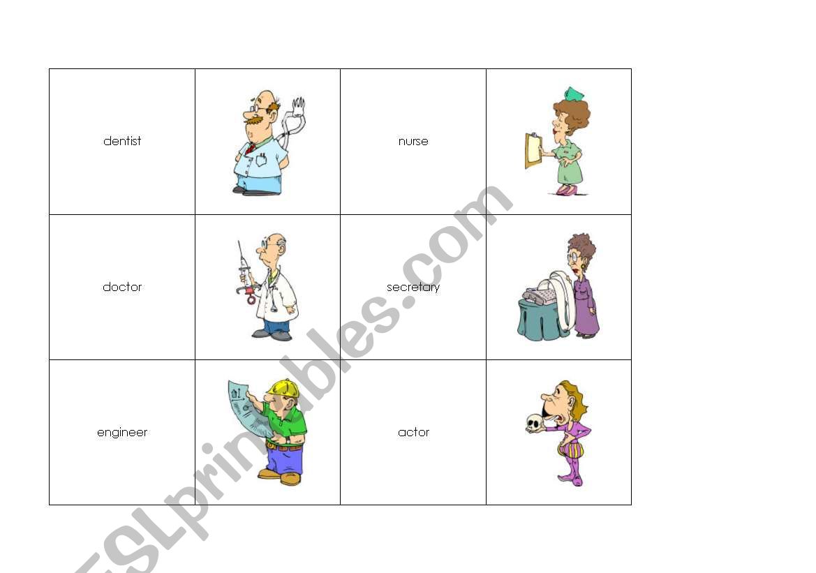 Memory Cards Jobs Professions 1 (3 Pages)