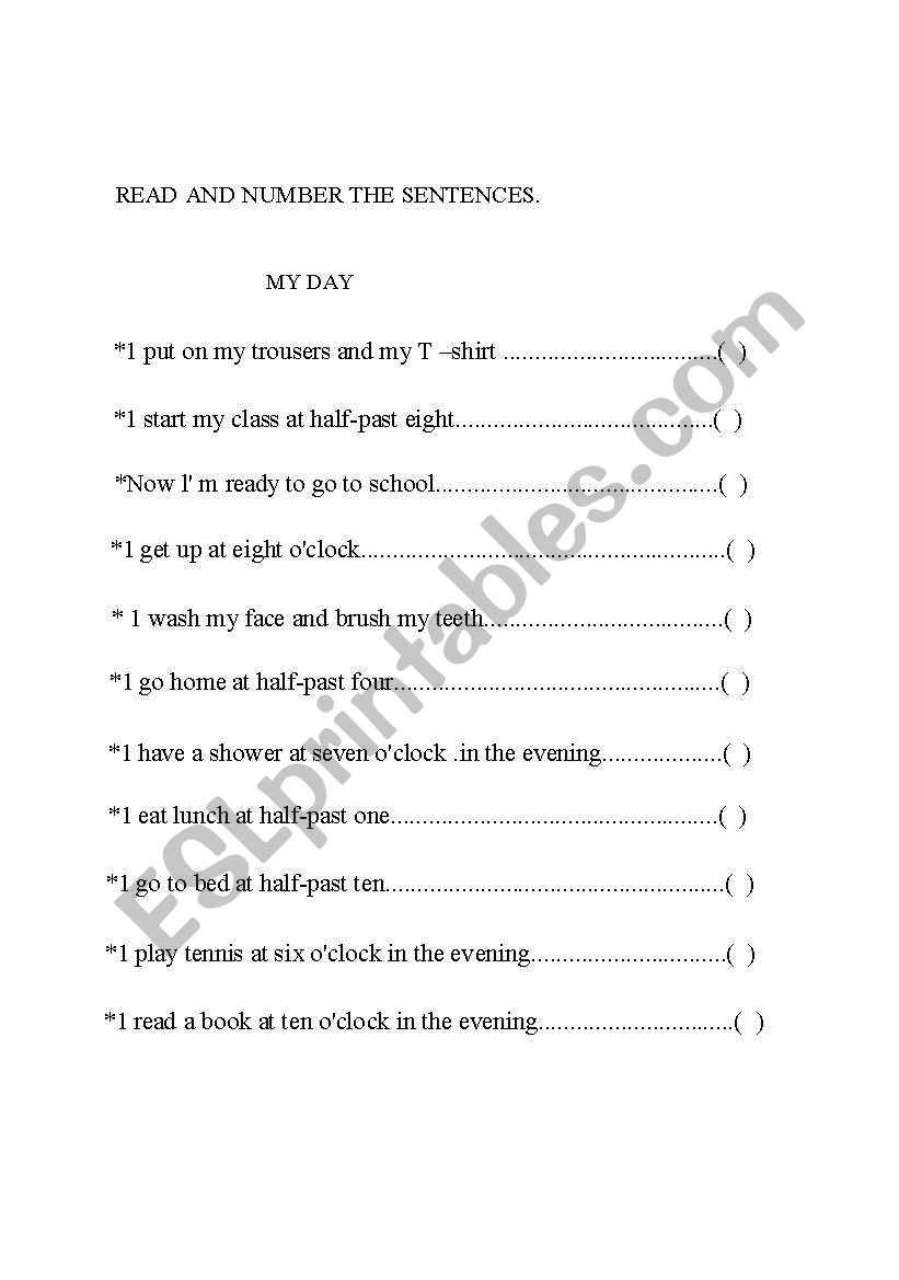 order worksheet
