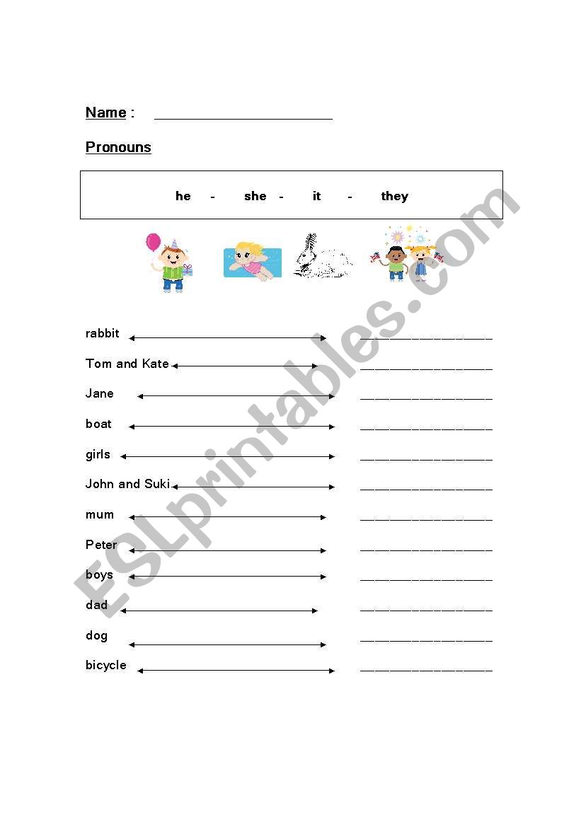 Pronouns worksheet