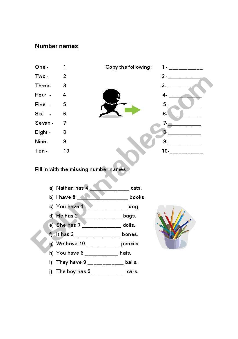 Number names worksheet