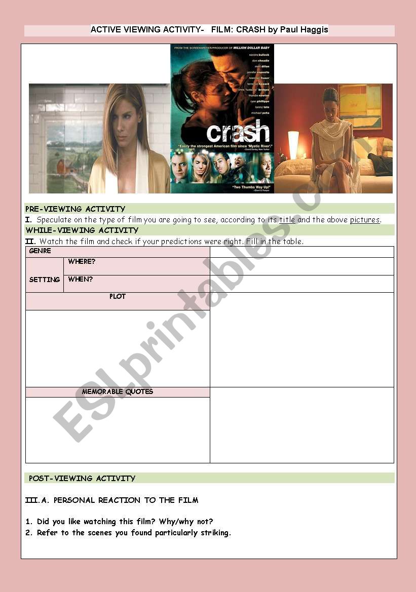 MOVIE: CRASH by PAUL HAGGIS (2 pages)