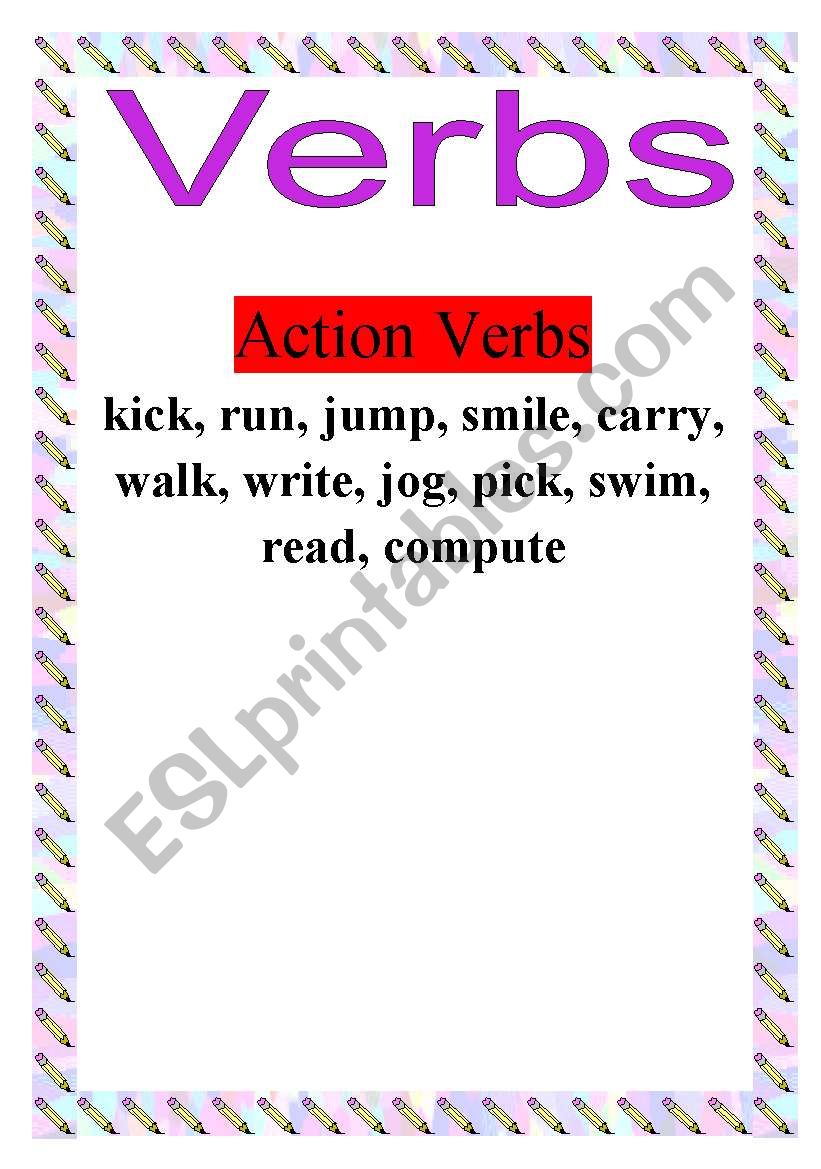 Verb posters worksheet